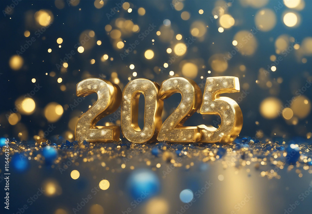 Vibrant 2025 Happy New Year Backdrop Festive Gold and Blue Design for Marketing and Celebrations Vibrant 2025 Happy New Year Backdrop Festive Gold and Blue Design for Marketing and Celebrations