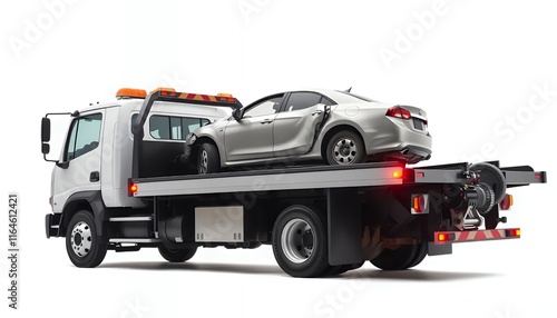 Damaged Car on Tow Truck: A Realistic Depiction