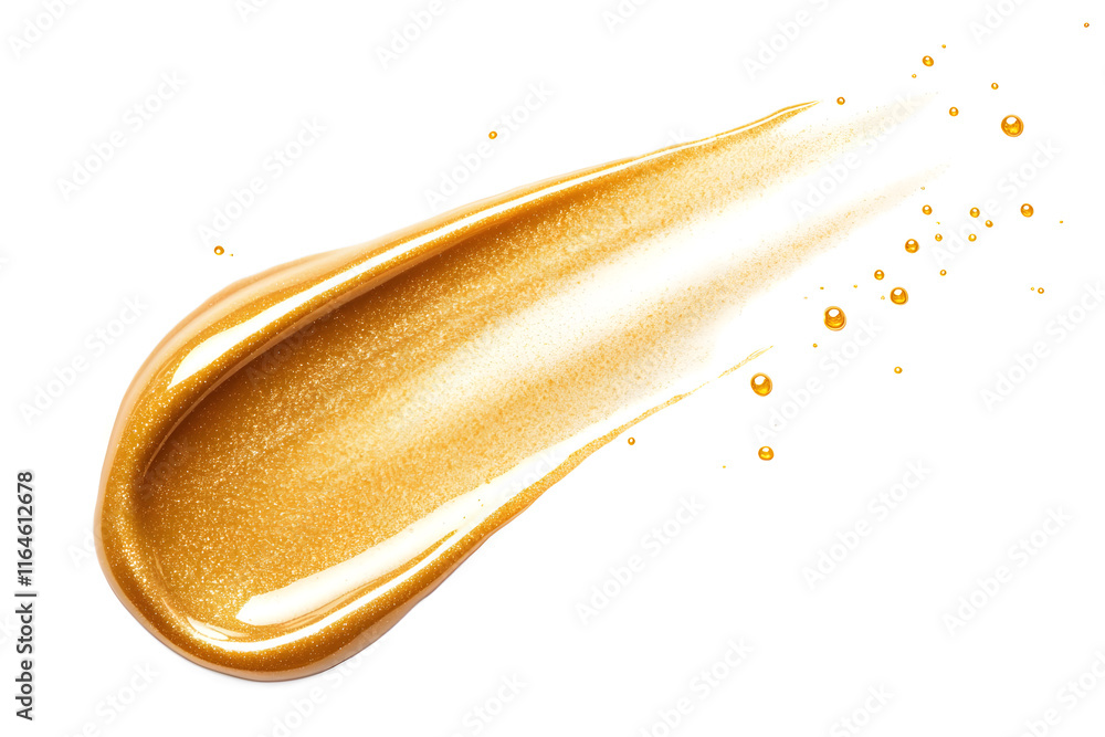 Golden metallic gel or paint smear isolated on white background Golden metallic gel or paint smear isolated on white background