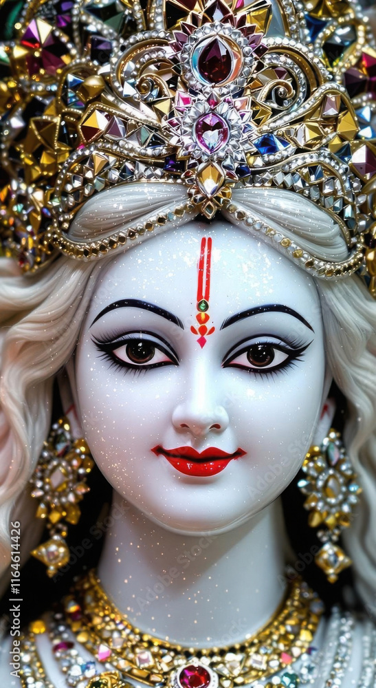 Portrait of Lord Krishna Divine Figurine with Sparkling Details Portrait of Lord Krishna Divine Figurine with Sparkling Details