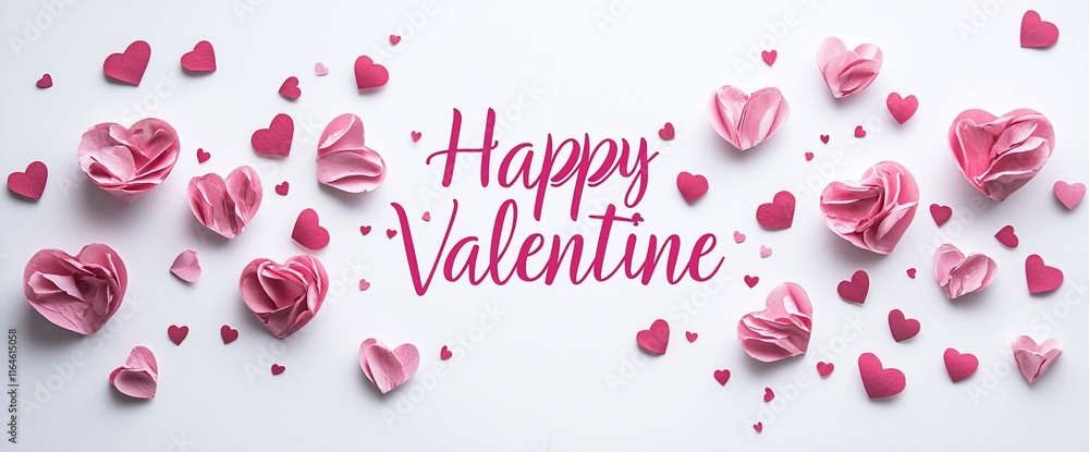 Happy Valentine's Day greeting card with pink hearts. Happy Valentine's Day greeting card with pink hearts.