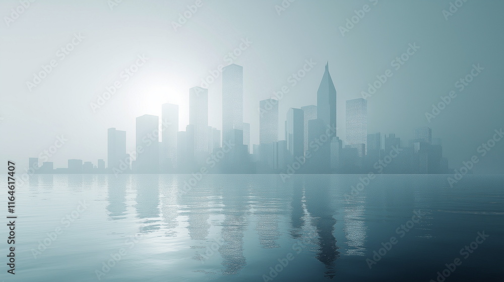 Fototapeta premium A city on an icy plain the buildings are made of i_009