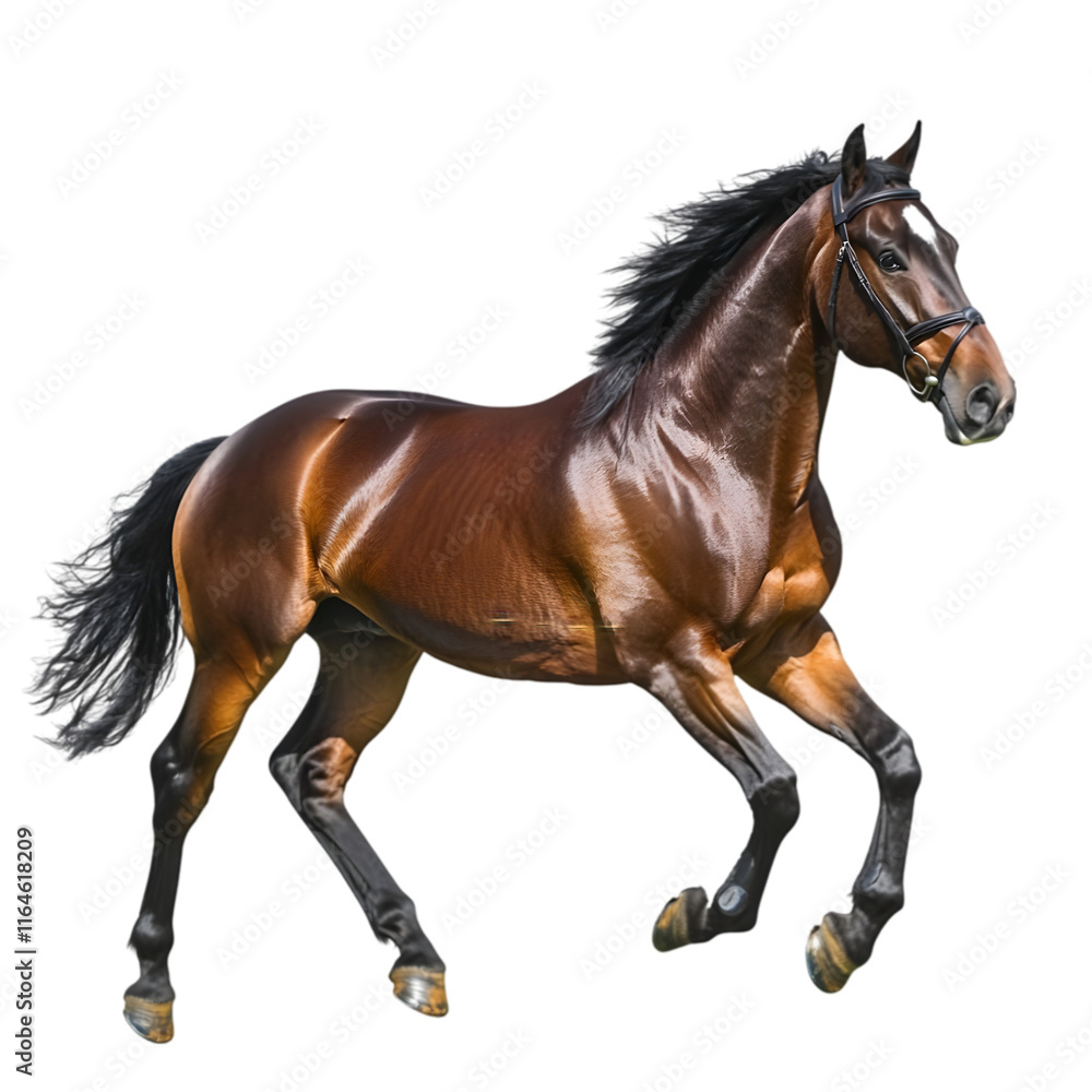 Obraz premium Majestic Brown Horse Galloping Equestrian Sport Powerful Stallion