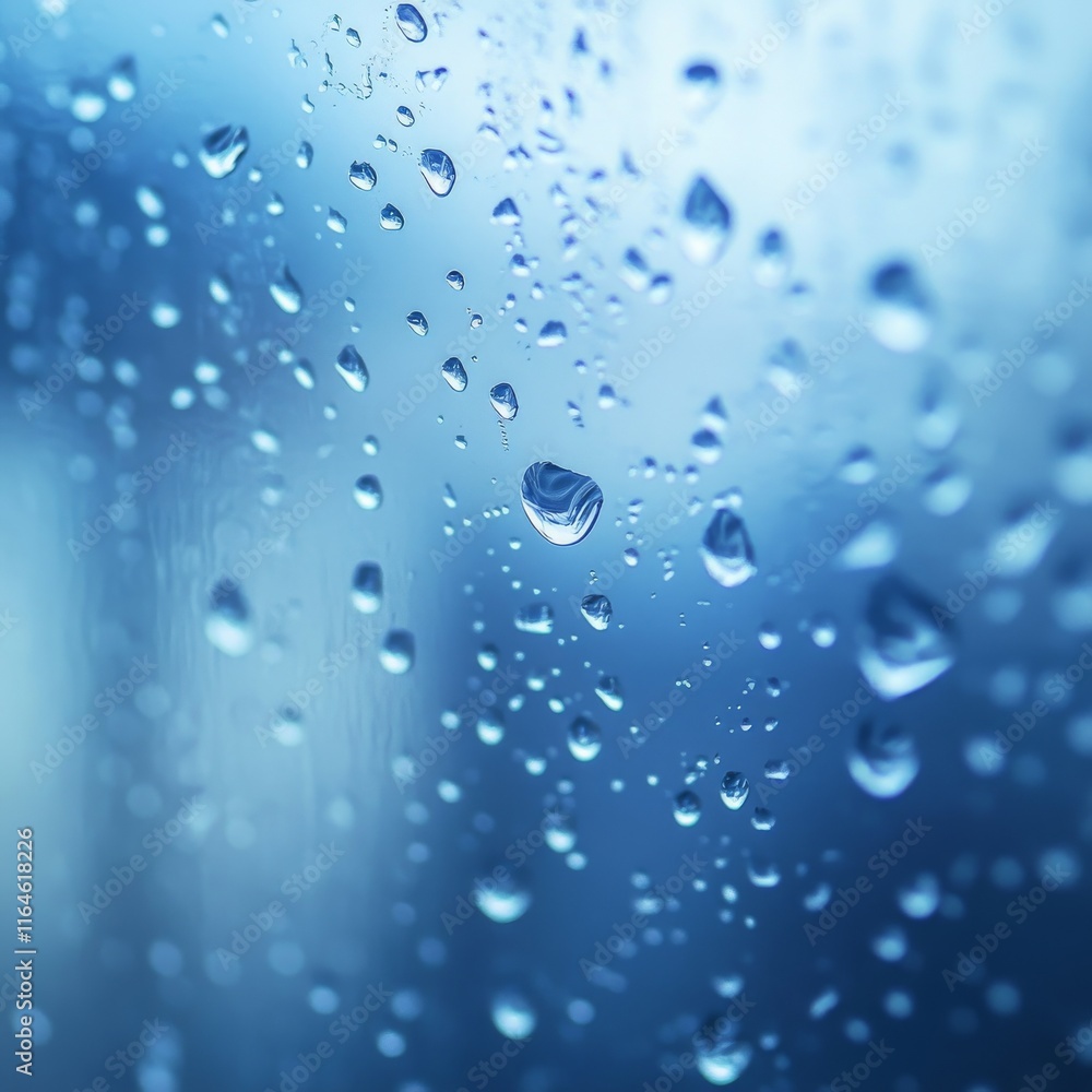 A window with water droplets on it. The droplets are small and scattered. The window is clear and the water is clear A window with water droplets on it. The droplets are small and scattered. The window is clear and the water is clear