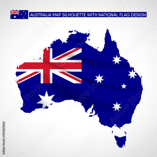Australia Map Silhouette with National Flag Design