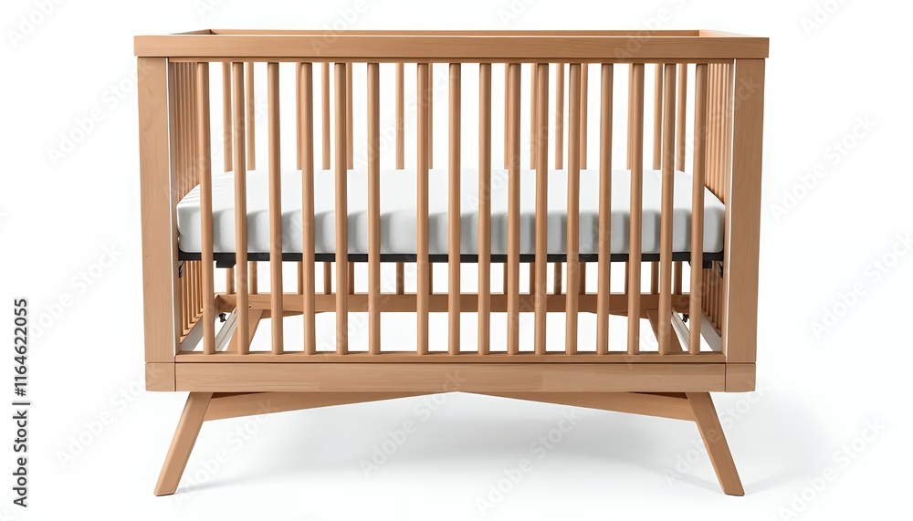 Mid-Century Modern Crib: Natural Wood, Simple Elegance Mid-Century Modern Crib: Natural Wood, Simple Elegance
