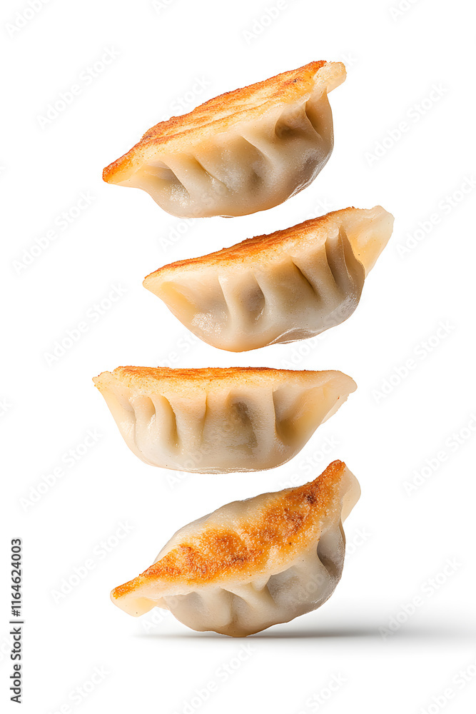 Asian gyoza dumplings, isolated on white background Asian gyoza dumplings, isolated on white background