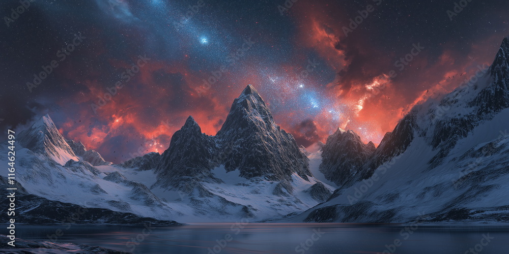 Obraz premium A mountainous landscape where the peaks are replac_011