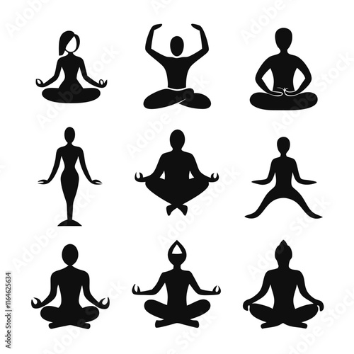 silhouettes of yoga