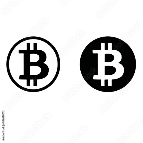 Bitcoin Cryptocurrency Symbols in Black and White.