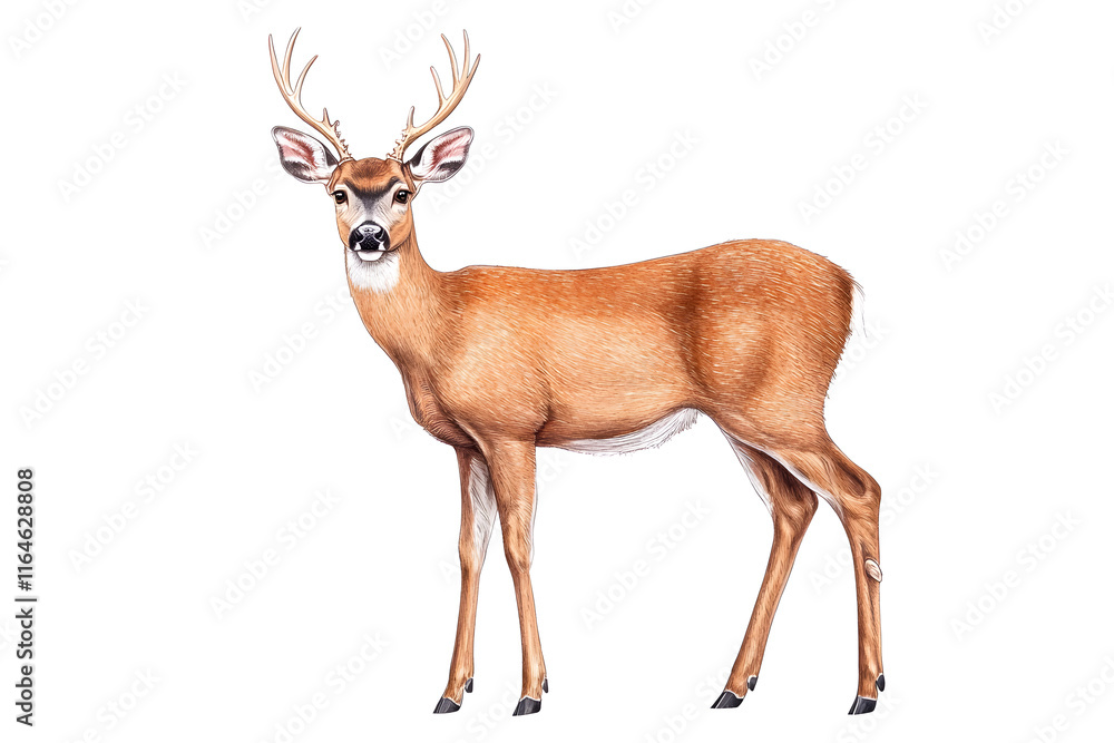 Obraz premium Deer silhouette watercolor style wildlife simple drawing animal isolated on white background
