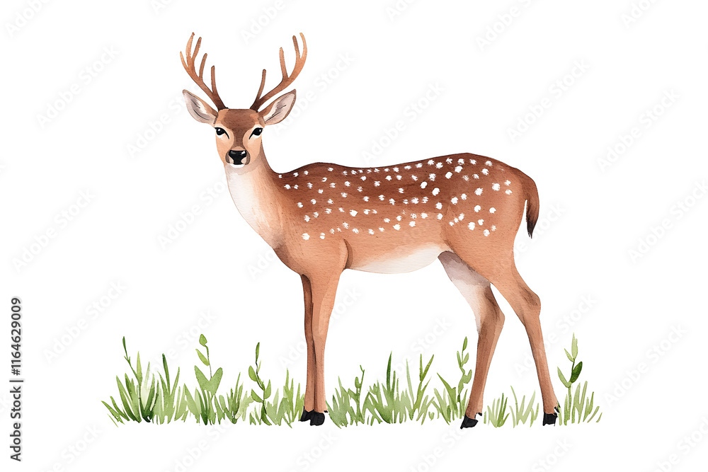 Obraz premium Deer silhouette watercolor style wildlife simple drawing animal isolated on white background