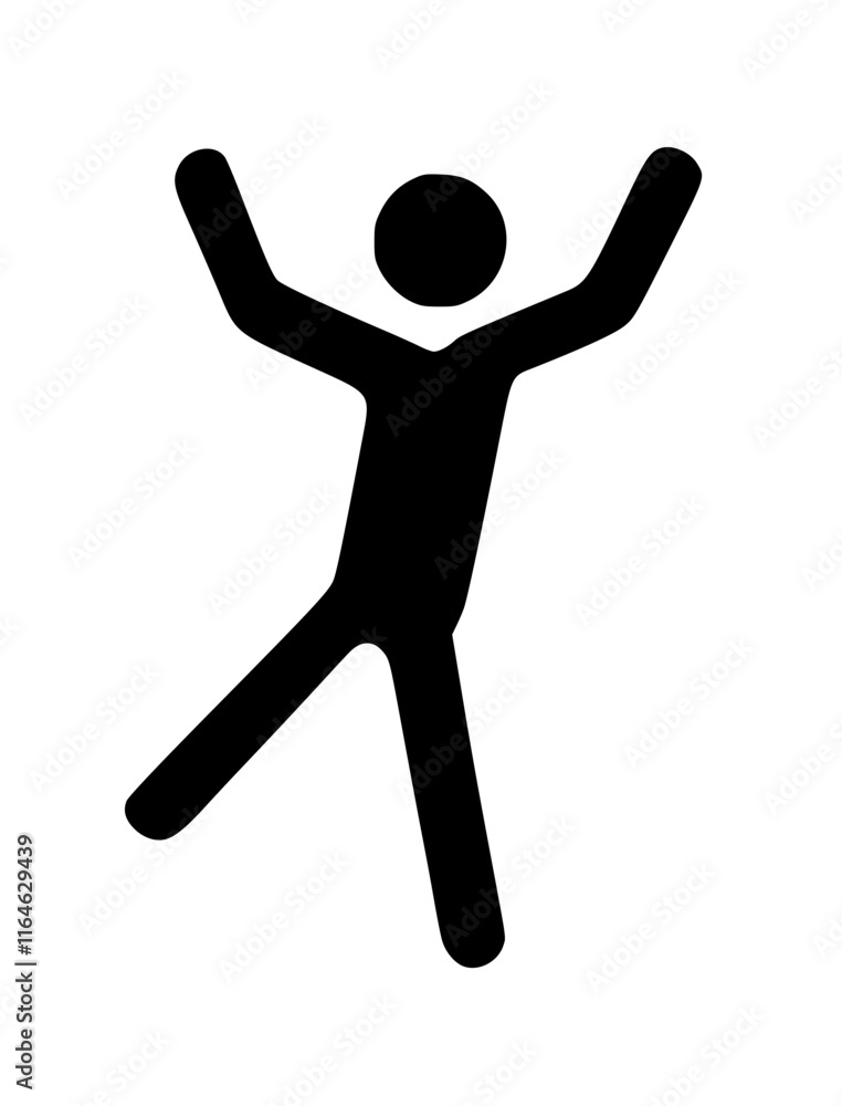 Dynamic black and white icon of a person jumping. Dynamic black and white icon of a person jumping.