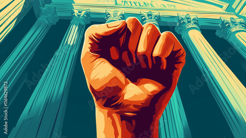 illustration of a clenched fist demanding justice