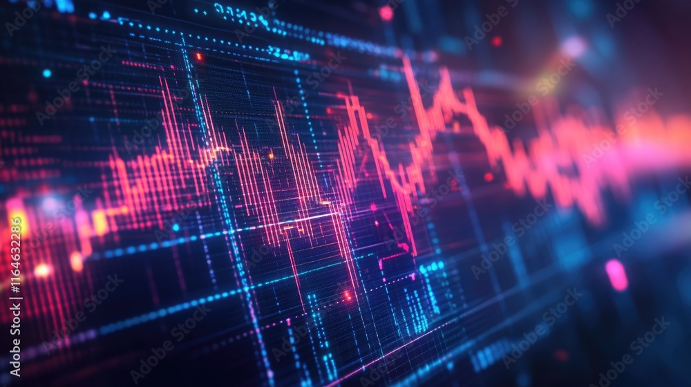 Abstract digital visualization of data trends and fluctuations. Abstract digital visualization of data trends and fluctuations.