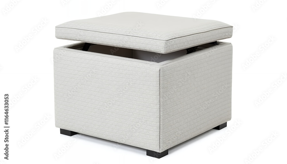 Light Grey Upholstered Storage Ottoman: Modern Minimalist Design Light Grey Upholstered Storage Ottoman: Modern Minimalist Design