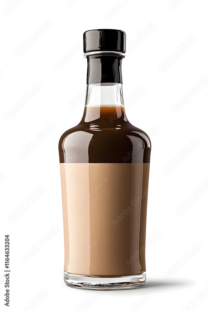 A bottle of Irish cream liqueur cocktail. Product mock up isolated on white A bottle of Irish cream liqueur cocktail. Product mock up isolated on white