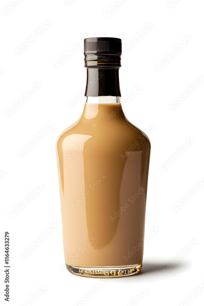 A bottle of Irish cream liqueur cocktail. Product mock up isolated on white A bottle of Irish cream liqueur cocktail. Product mock up isolated on white