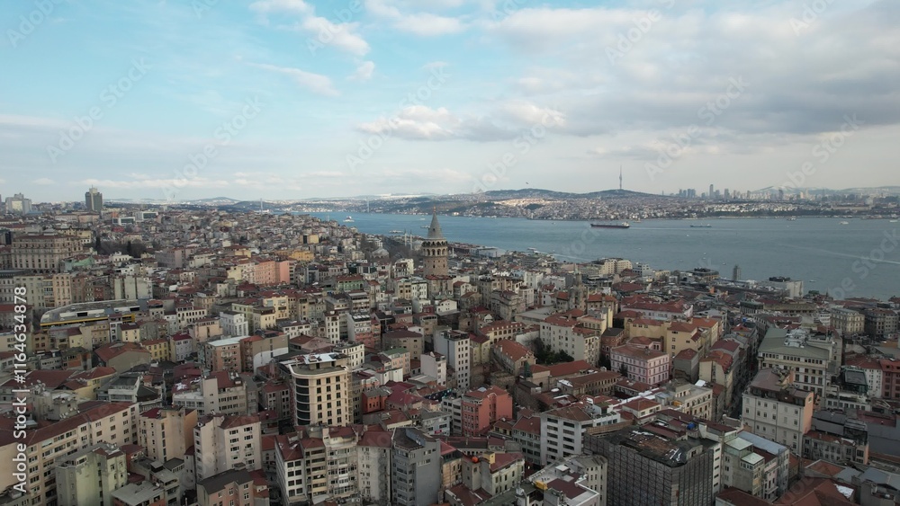 Fototapeta premium Aerial Drone Beyoglu Istanbul