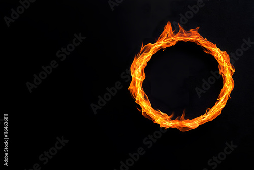 Abstract fire ring of Sparking fire circle isolated  on black background