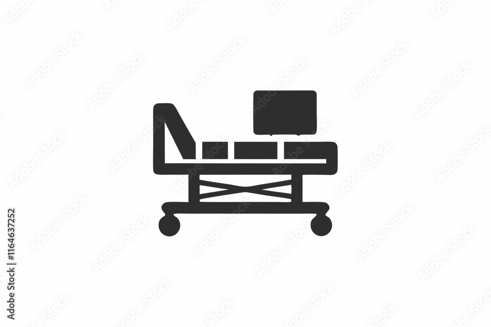 creative medical recovery bed icon concept