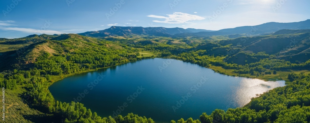 Fototapeta premium view of the lake in mountains