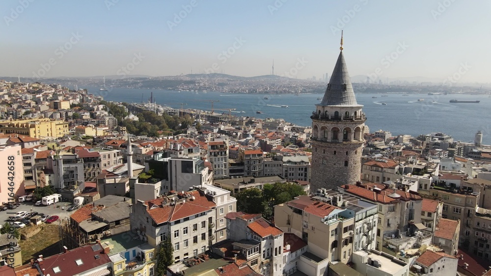 Fototapeta premium Aerial drone Galata Tower Istanbul