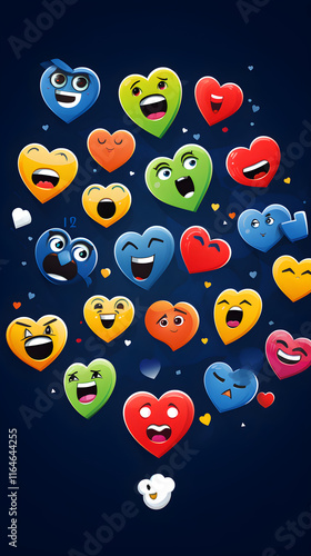 Showcasing a Selection of Vibrant Facebook Reaction Emoticons: Like, Love, Haha, Wow, Sad, Angry Icons photo