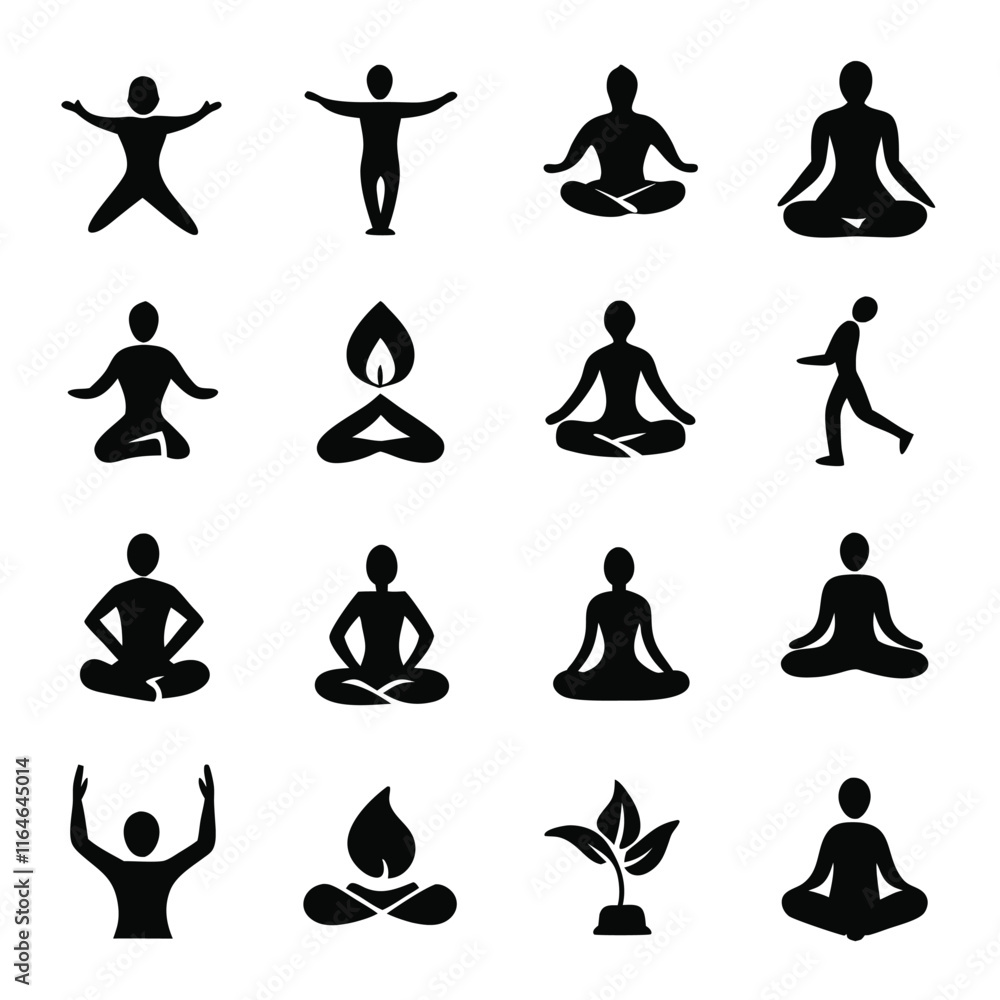 yoga icons set yoga icons set