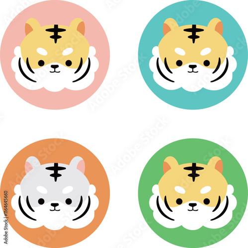 かわいいトラの顔のイラストセット