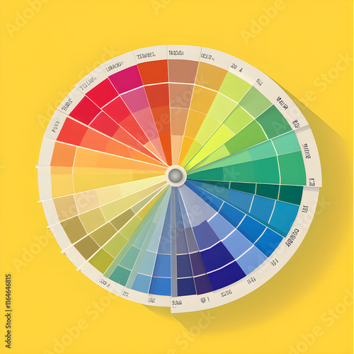 Poster with a color chart, Pantone label, and color palette, vector art, childish photo