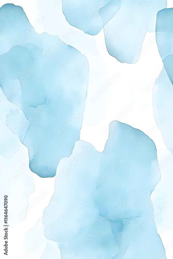 Naklejka premium Abstract watercolor blue blobs and splash seamless pattern