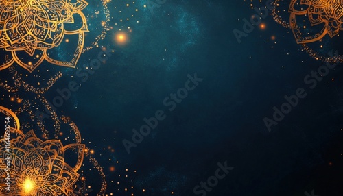 Wallpaper Mural Elegant Golden Mandala Design Dark Blue Background Festive Invitation Template Torontodigital.ca