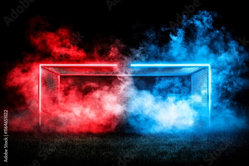 Soccer Goal Neon Lights Smoke Competition Game