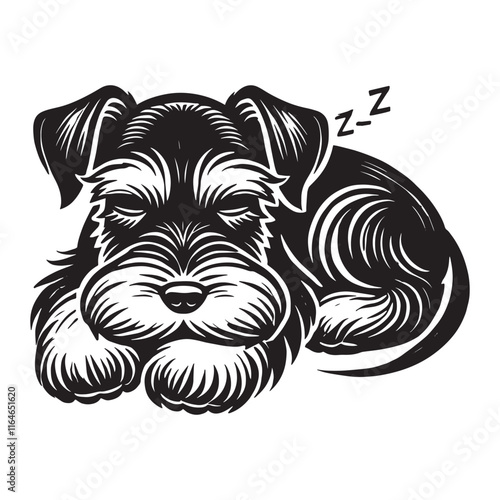 Miniature Schnauzer Dog  sleeping Design Svg