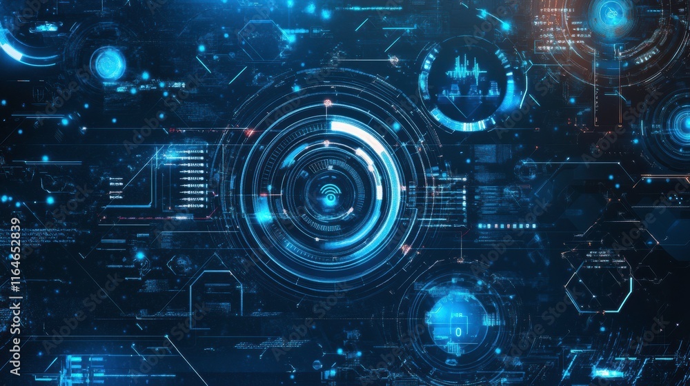 Futuristic Technology Background with Symbols and Elements Futuristic Technology Background with Symbols and Elements