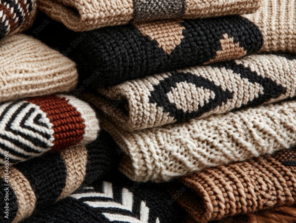 Warm Knitted Textures Cozy Autumn Winter Stacked Sweaters Warm Knitted Textures Cozy Autumn Winter Stacked Sweaters