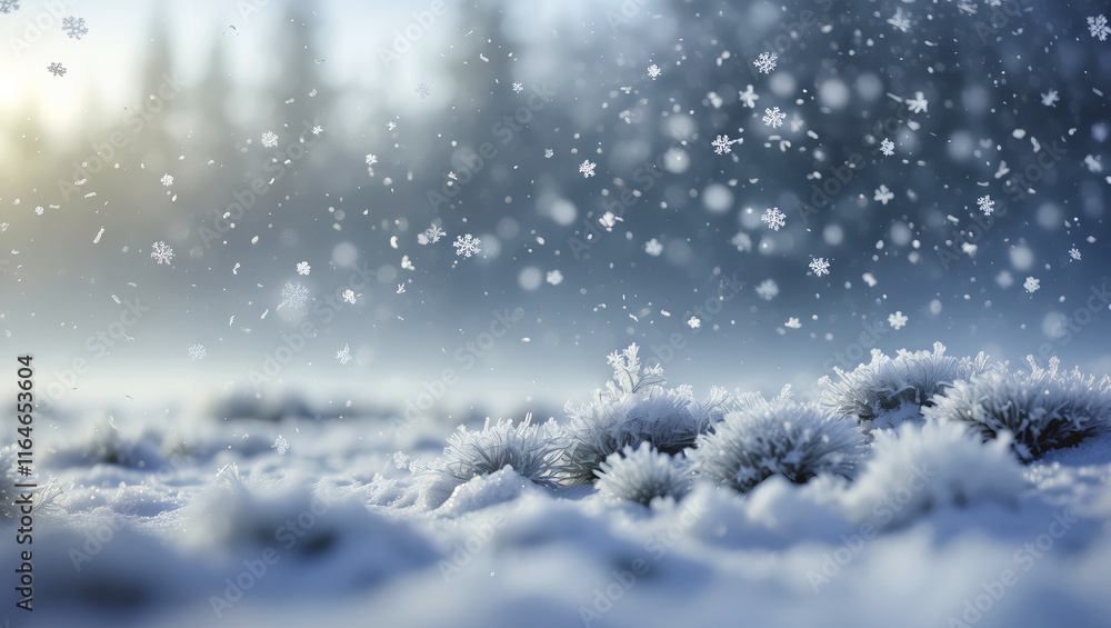 custom made wallpaper toronto digitalSnowflakes Falling Over Frosty Ground in Soft Winter Light
