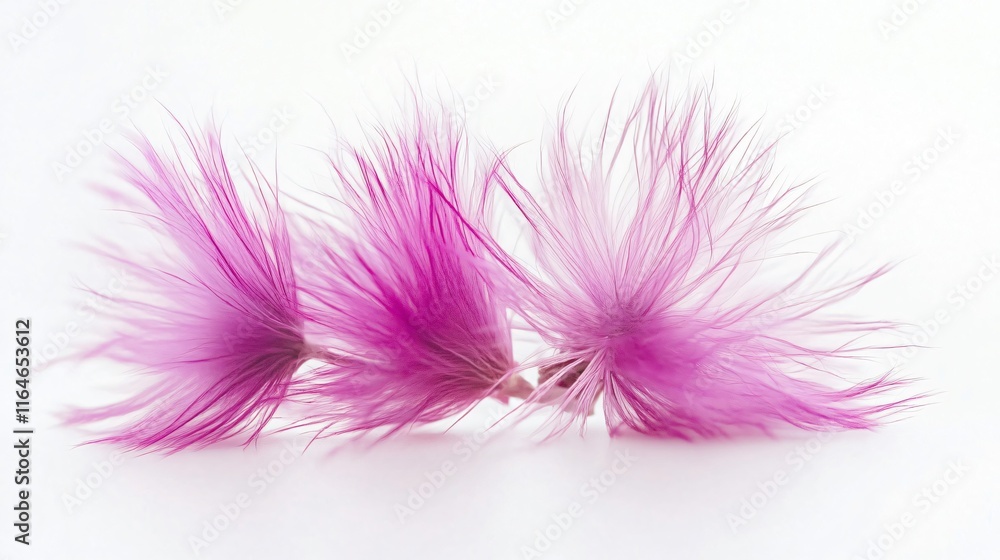 Obraz premium Pink Feathers on White: A Delicate Dance of Nature's Colors