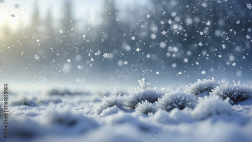 Wallpaper Mural Snowflakes Falling Over Frosty Ground in Soft Winter Light Torontodigital.ca