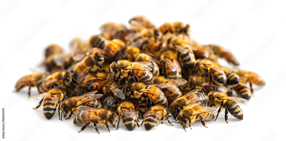 A swarm of bees isolated on white background A swarm of bees isolated on white background