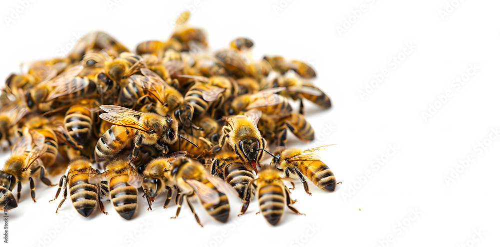 A swarm of bees isolated on white background A swarm of bees isolated on white background