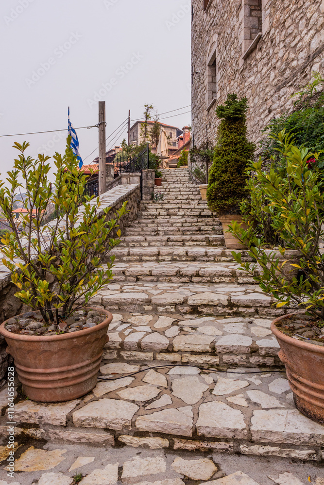 Steps in Dimitsana village on Peloponnese peninsula, Greece