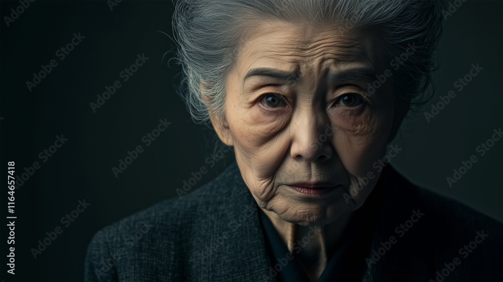 Fototapeta premium 怒りを目で語る高齢女性