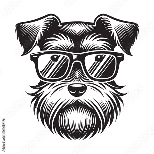 Miniature Schnauzer Dog Wearing Sunglasses Design Svg