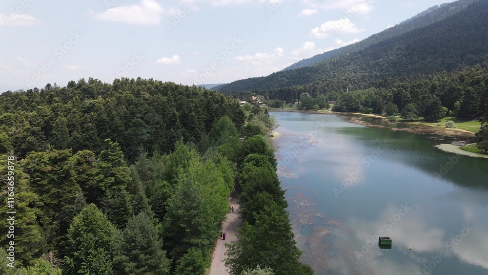 Obraz premium Natural Paysage Lake Forest Aerial Drone