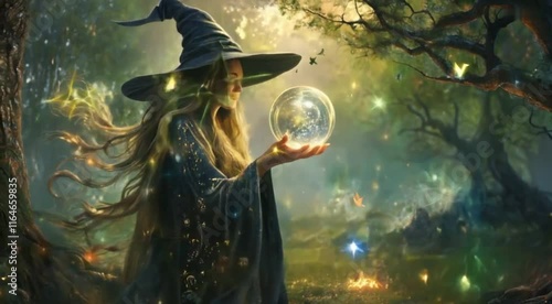 Looking to the Future esoteric and Fantasy Scene: Witch with Glass Ball 