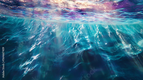 Shimmering auroral light on the surface of the sea , aurora, flowing. Auroral. Illustration