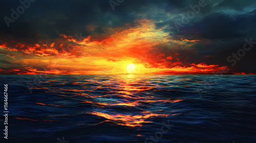 Shimmering auroral light on the surface of the sea , glowing, abstract, shimmering. Auroral. Illustration