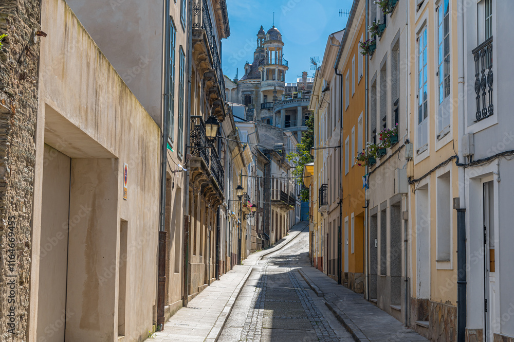 Fototapeta premium Colorful streets in the old town of Ribadeo, Spain